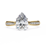14k IGI certified pear ring with E-F color VVS-VS clarity diamonds 110