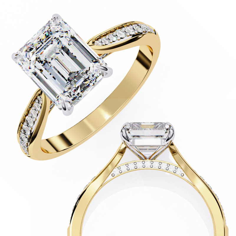 14k IGI certified emerald ring with E-F color VVS-VS clarity diamonds 112