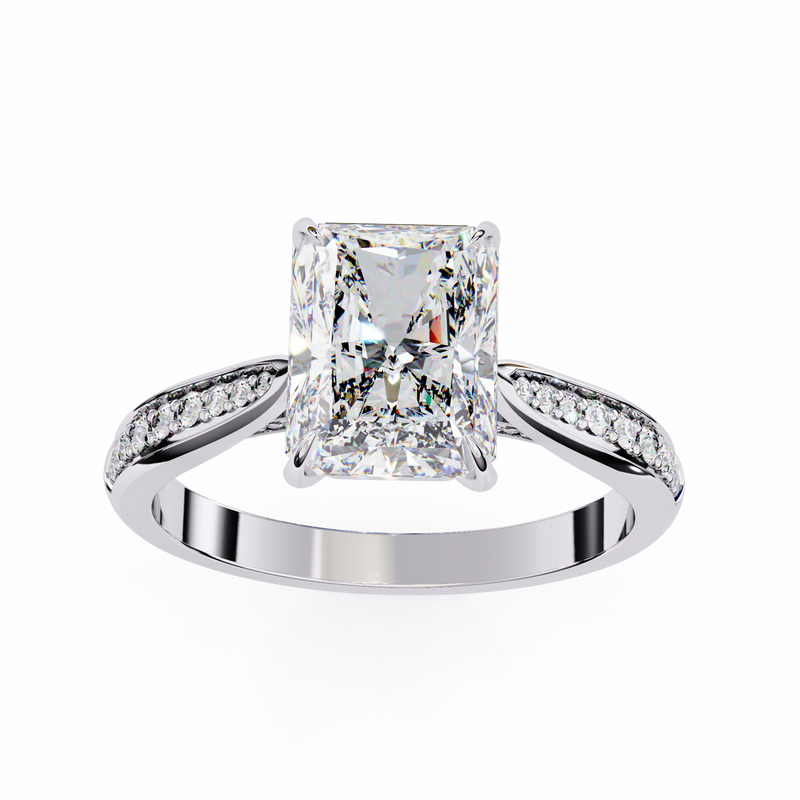 14k IGI certified radiant ring with E-F color VVS-VS clarity diamonds 113
