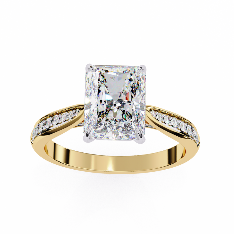 14k IGI certified radiant ring with E-F color VVS-VS clarity diamonds 113