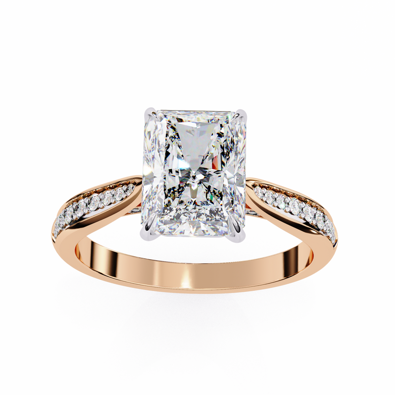 14k IGI certified radiant ring with E-F color VVS-VS clarity diamonds 113