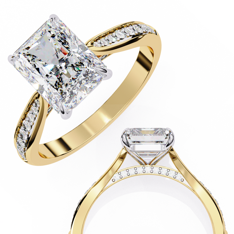 14k IGI certified radiant ring with E-F color VVS-VS clarity diamonds 113