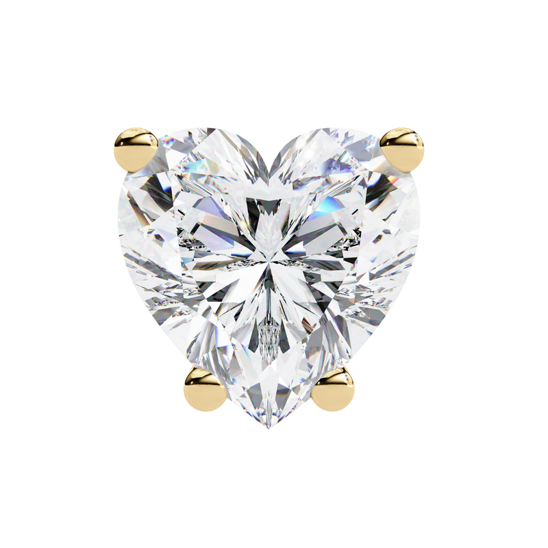 14K White Gold IGI Certified Heart Shape Solitaire Stud Earrings, 4 Prong, D-E Color, VVS/VS Clarity
