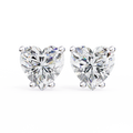 14K White Gold IGI Certified Heart Shape Solitaire Stud Earrings, 4 Prong, D-E Color, VVS/VS Clarity