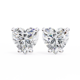 14K White Gold IGI Certified Heart Shape Solitaire Stud Earrings, 4 Prong, D-E Color, VVS/VS Clarity