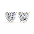 14K White Gold IGI Certified Heart Shape Solitaire Stud Earrings, 4 Prong, D-E Color, VVS/VS Clarity
