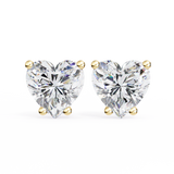14K White Gold IGI Certified Heart Shape Solitaire Stud Earrings, 4 Prong, D-E Color, VVS/VS Clarity