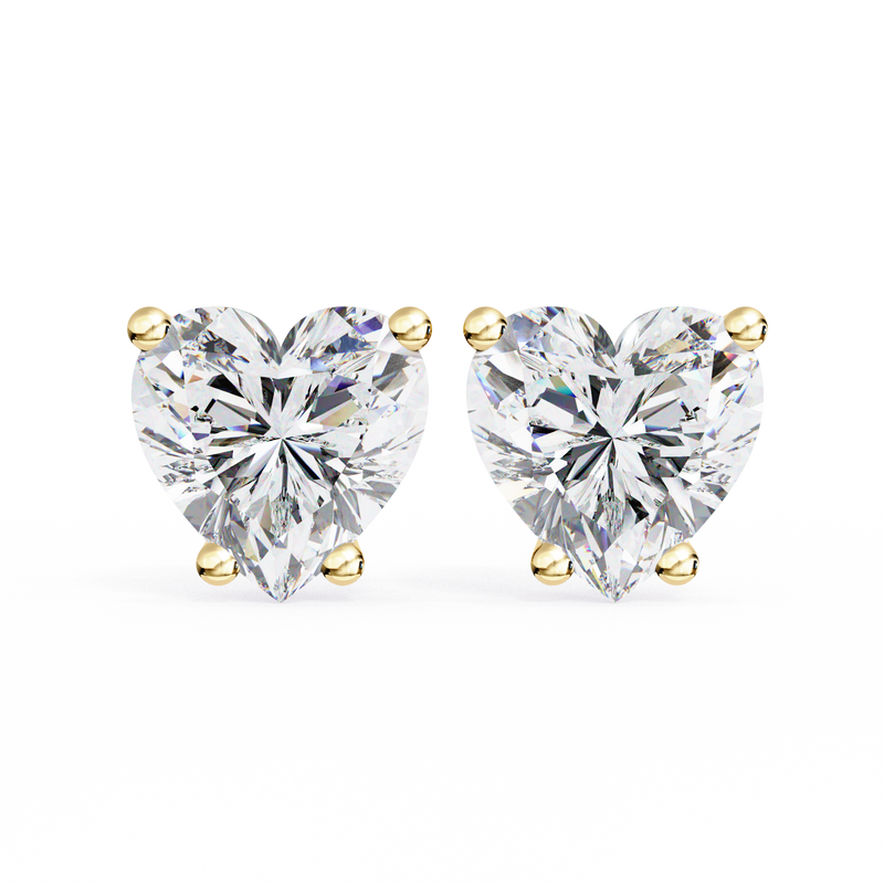 14K White Gold IGI Certified Heart Shape Solitaire Stud Earrings, 4 Prong, D-E Color, VVS/VS Clarity