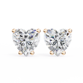 14K White Gold IGI Certified Heart Shape Solitaire Stud Earrings, 4 Prong, D-E Color, VVS/VS Clarity