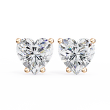 14K White Gold IGI Certified Heart Shape Solitaire Stud Earrings, 4 Prong, D-E Color, VVS/VS Clarity