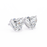 14K White Gold IGI Certified Heart Shape Solitaire Stud Earrings, 4 Prong, D-E Color, VVS/VS Clarity
