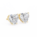 14K White Gold IGI Certified Heart Shape Solitaire Stud Earrings, 4 Prong, D-E Color, VVS/VS Clarity