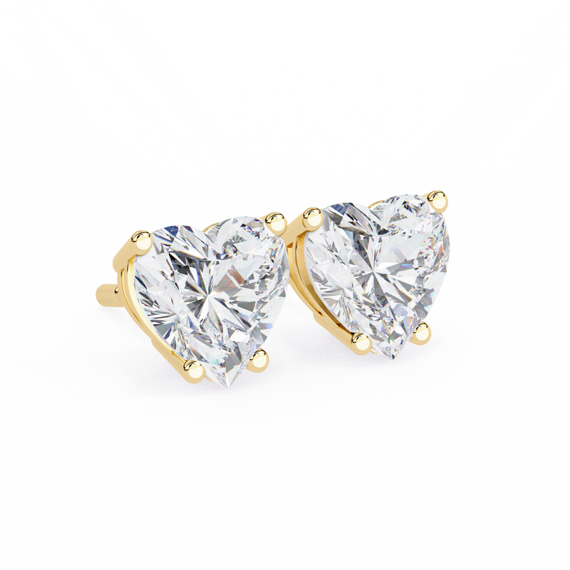 14K White Gold IGI Certified Heart Shape Solitaire Stud Earrings, 4 Prong, D-E Color, VVS/VS Clarity