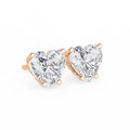 14K White Gold IGI Certified Heart Shape Solitaire Stud Earrings, 4 Prong, D-E Color, VVS/VS Clarity