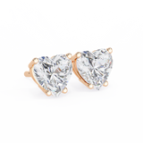 14K White Gold IGI Certified Heart Shape Solitaire Stud Earrings, 4 Prong, D-E Color, VVS/VS Clarity