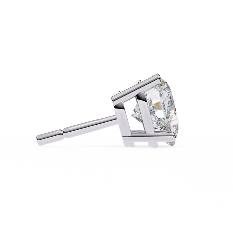 14K White Gold IGI Certified Heart Shape Solitaire Stud Earrings, 4 Prong, D-E Color, VVS/VS Clarity