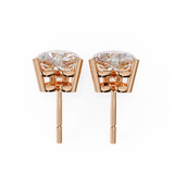14K White Gold IGI Certified Heart Shape Solitaire Stud Earrings, 4 Prong, D-E Color, VVS/VS Clarity