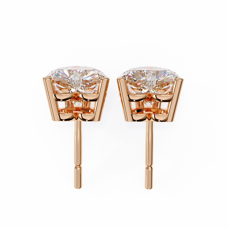 14K White Gold IGI Certified Heart Shape Solitaire Stud Earrings, 4 Prong, D-E Color, VVS/VS Clarity