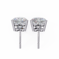 14K White Gold IGI Certified Heart Shape Solitaire Stud Earrings, 4 Prong, D-E Color, VVS/VS Clarity