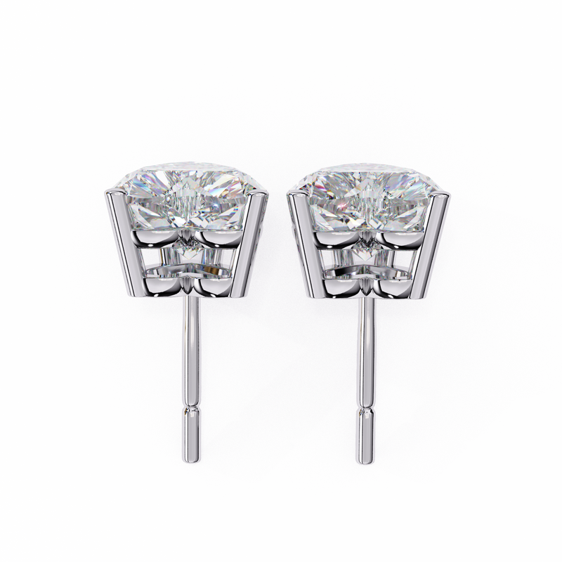 14K White Gold IGI Certified Heart Shape Solitaire Stud Earrings, 4 Prong, D-E Color, VVS/VS Clarity