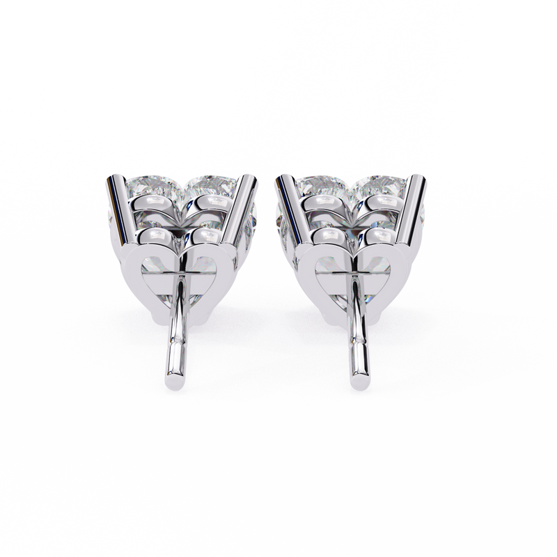 14K White Gold IGI Certified Heart Shape Solitaire Stud Earrings, 4 Prong, D-E Color, VVS/VS Clarity