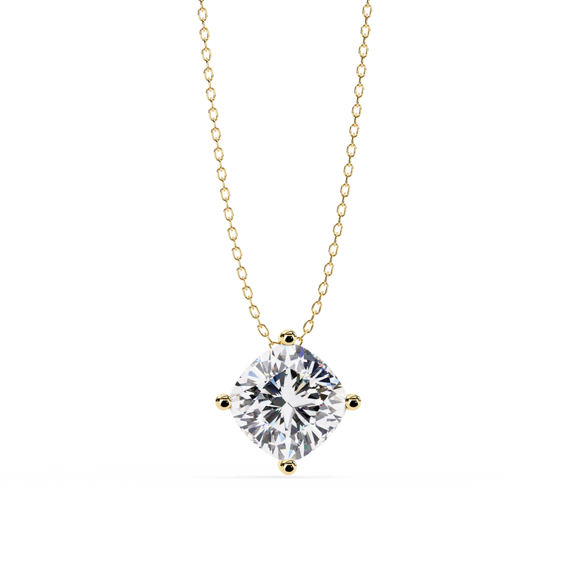 14K White Gold IGI Certified Cushion Cut Diamond Solitaire Pendant – D-E Color, VVS–VS Clarity, Pass Through Design