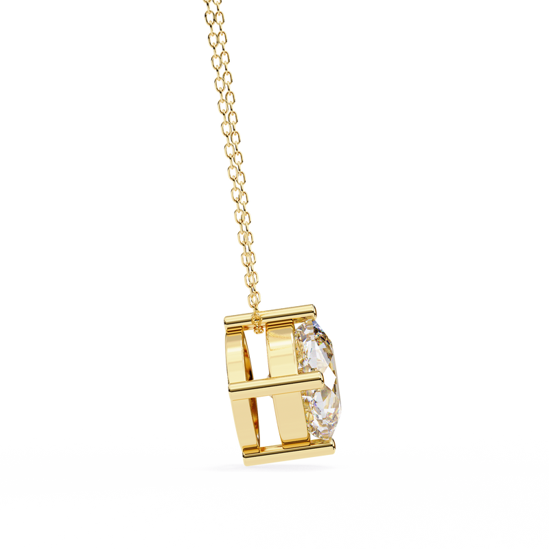 14K White Gold IGI Certified Cushion Cut Diamond Solitaire Pendant – D-E Color, VVS–VS Clarity, Pass Through Design