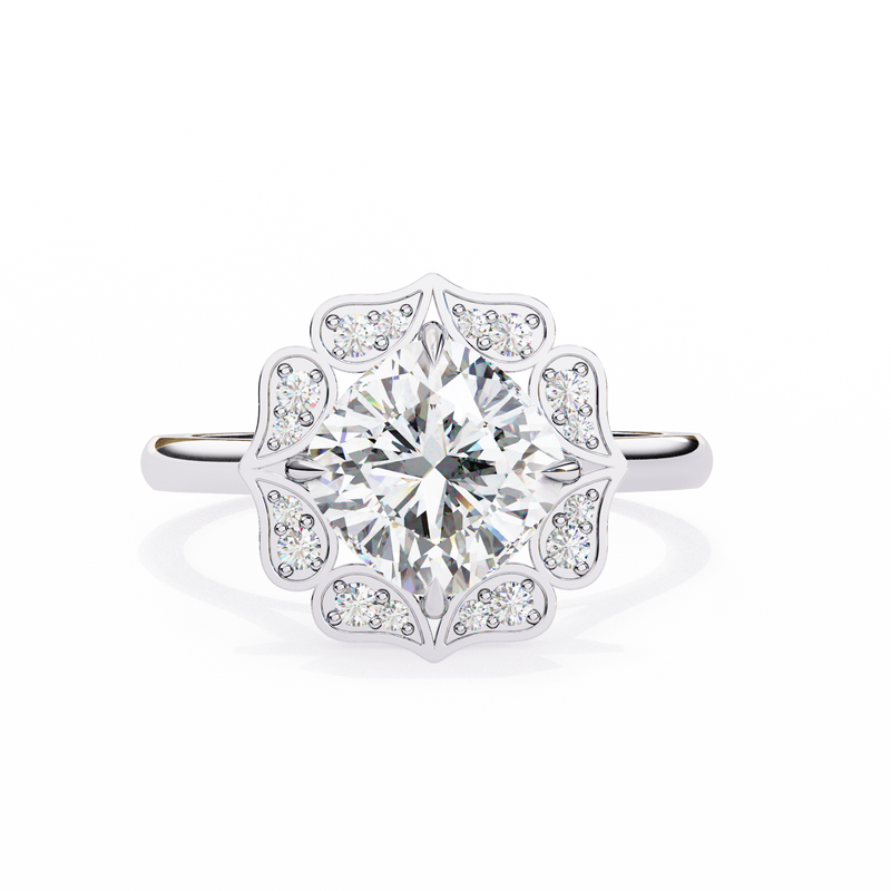 14k IGI certified cushion ring with E-F color VVS-VS clarity diamonds 115