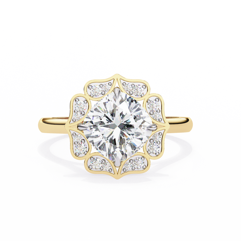 14k IGI certified cushion ring with E-F color VVS-VS clarity diamonds 115