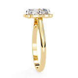 14K Gold Lab Grown Diamond Cushion Halo Engagement Ring, E–F Color, VVS–VS Clarity
