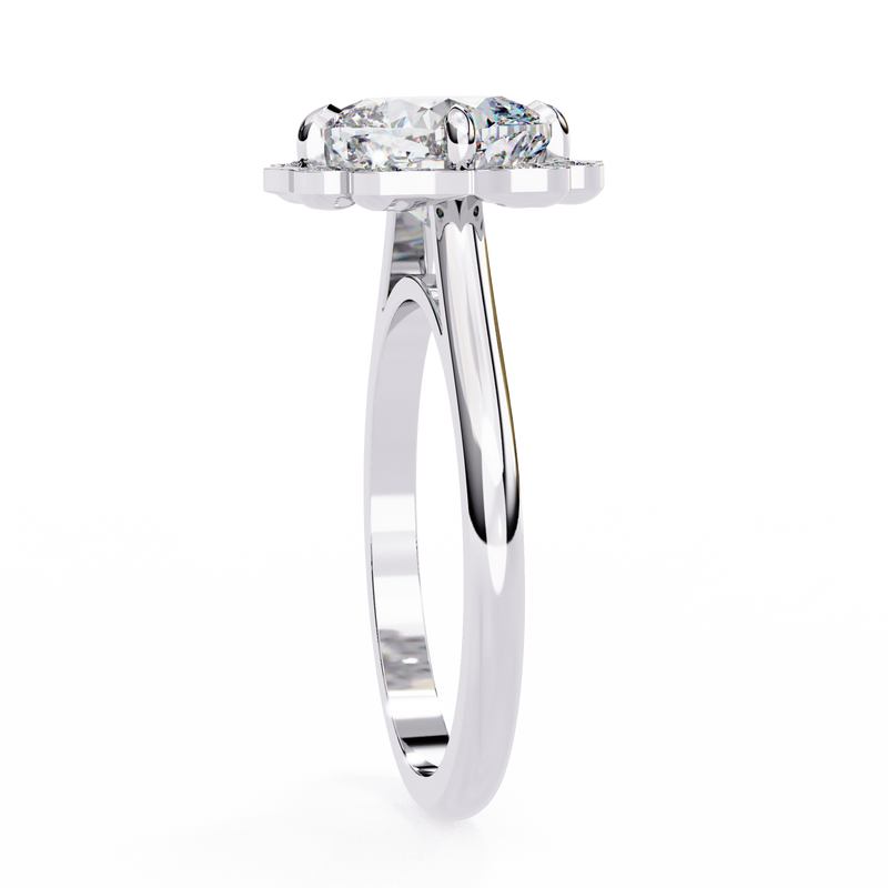 14K Gold Lab Grown Diamond Cushion Halo Engagement Ring, E–F Color, VVS–VS Clarity