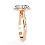 14K Gold Lab Grown Diamond Cushion Halo Engagement Ring, E–F Color, VVS–VS Clarity