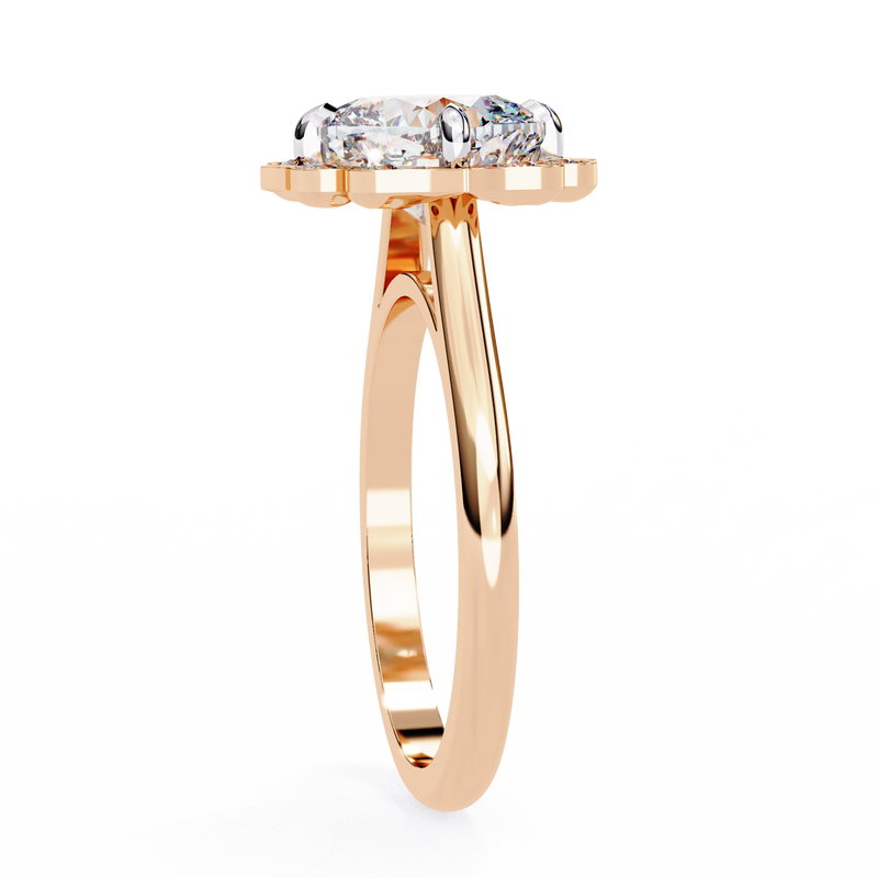 14K Gold Lab Grown Diamond Cushion Halo Engagement Ring, E–F Color, VVS–VS Clarity