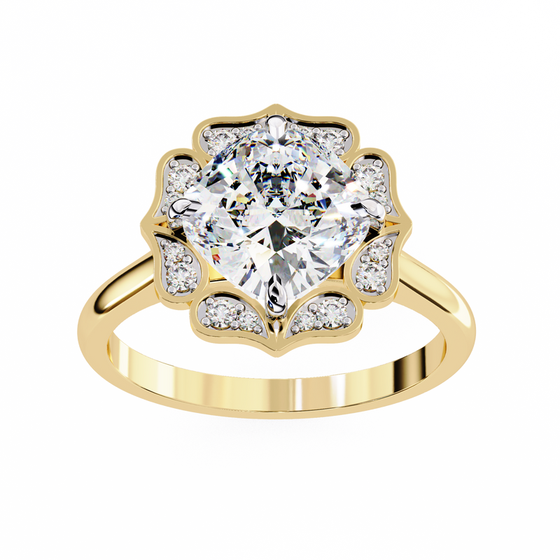 14K Gold Lab Grown Diamond Cushion Halo Engagement Ring, E–F Color, VVS–VS Clarity