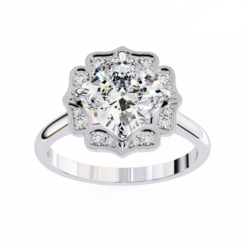 14K Gold Lab Grown Diamond Cushion Halo Engagement Ring, E–F Color, VVS–VS Clarity