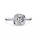 14K Gold Lab Grown Diamond Cushion Bezel Engagement Ring, E–F Color, VVS–VS Clarity