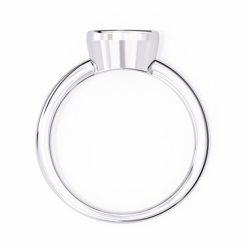 14K Gold Lab Grown Diamond Cushion Bezel Engagement Ring, E–F Color, VVS–VS Clarity