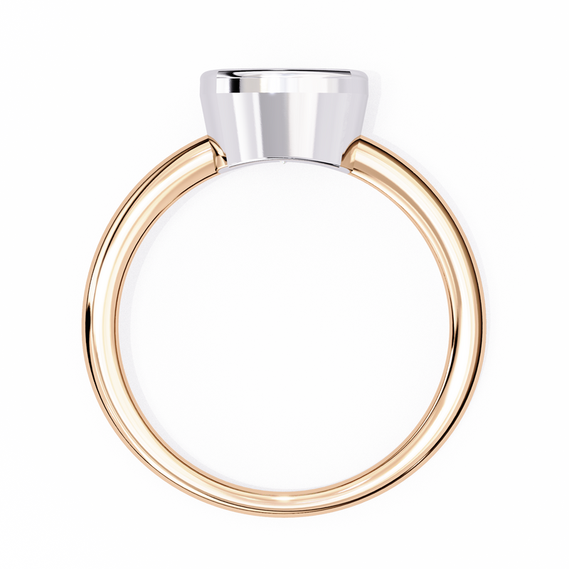 14K Gold Lab Grown Diamond Cushion Bezel Engagement Ring, E–F Color, VVS–VS Clarity