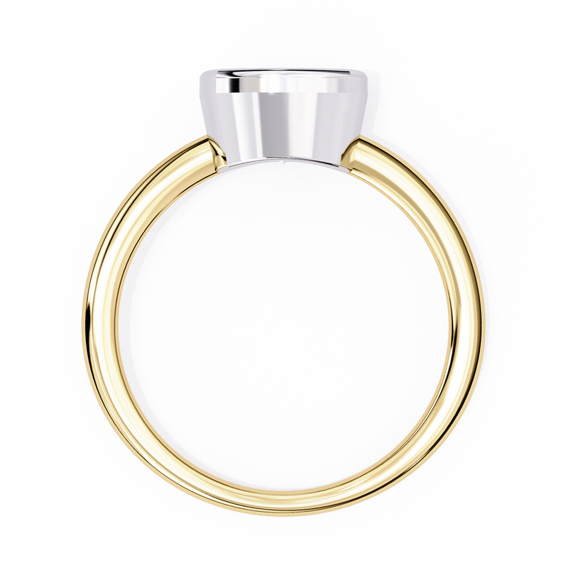 14K Gold Lab Grown Diamond Cushion Bezel Engagement Ring, E–F Color, VVS–VS Clarity