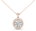 14K Lab Grown Round Halo Necklace Pendant, E-F Color, VVS-VS Clarity
