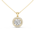 14K Lab Grown Round Halo Necklace Pendant, E-F Color, VVS-VS Clarity