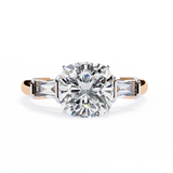14K Gold Lab Grown Diamond Three Stone Cushion Engagement Ring, E–F Color, VVS–VS Clarity