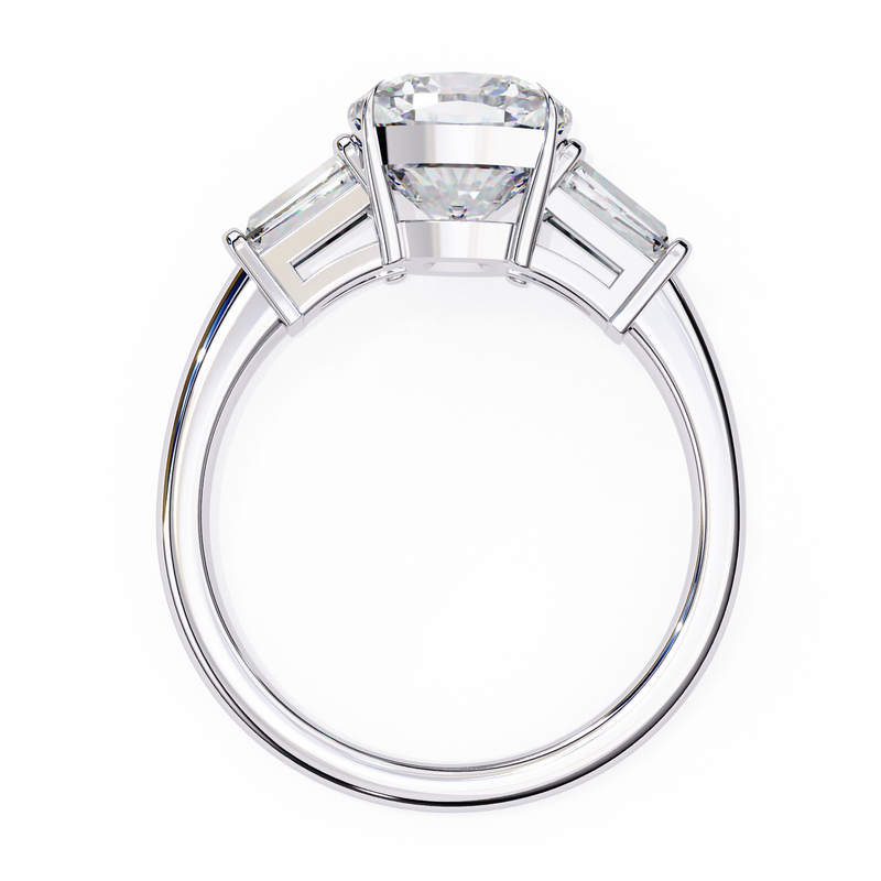 14K Gold Lab Grown Diamond Three Stone Cushion Engagement Ring, E–F Color, VVS–VS Clarity
