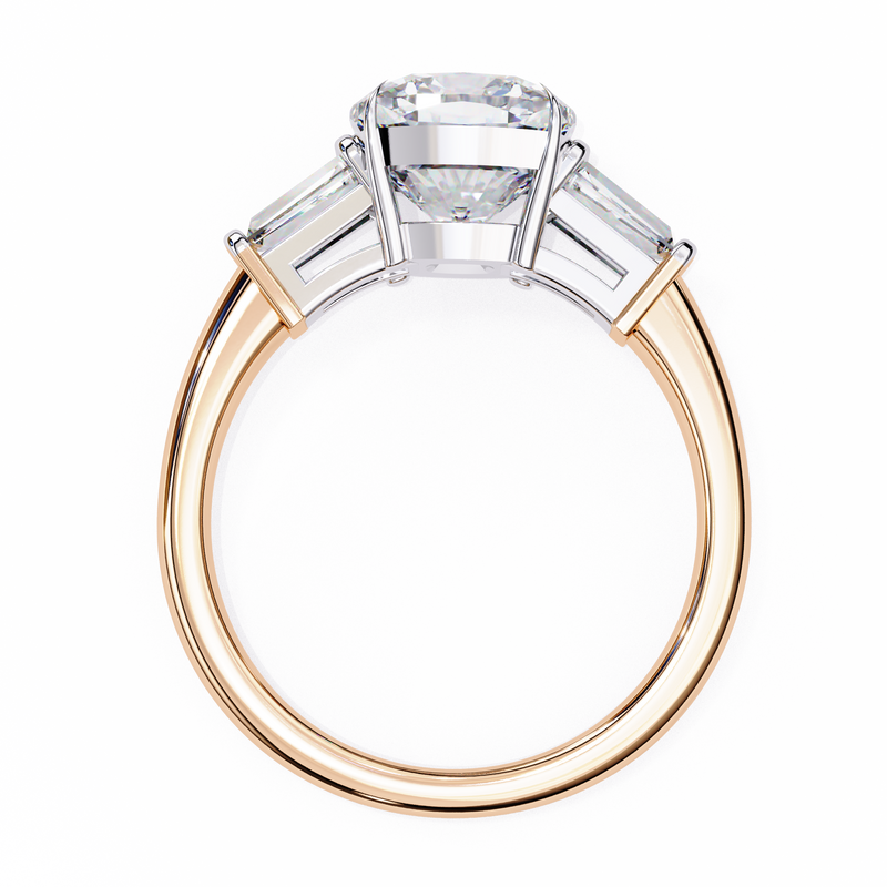 14K Gold Lab Grown Diamond Three Stone Cushion Engagement Ring, E–F Color, VVS–VS Clarity