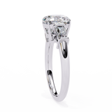 14K Gold Lab Grown Diamond Three Stone Cushion Engagement Ring, E–F Color, VVS–VS Clarity