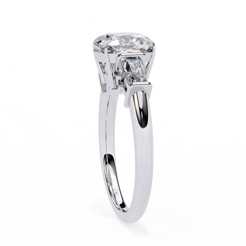14K Gold Lab Grown Diamond Three Stone Cushion Engagement Ring, E–F Color, VVS–VS Clarity
