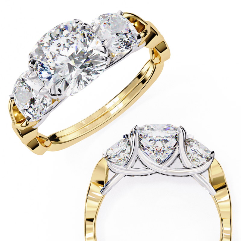 14k IGI certified cushion ring with E-F color VVS-VS clarity diamonds 119