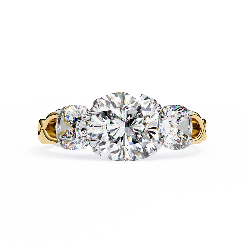 14k IGI certified cushion ring with E-F color VVS-VS clarity diamonds 119