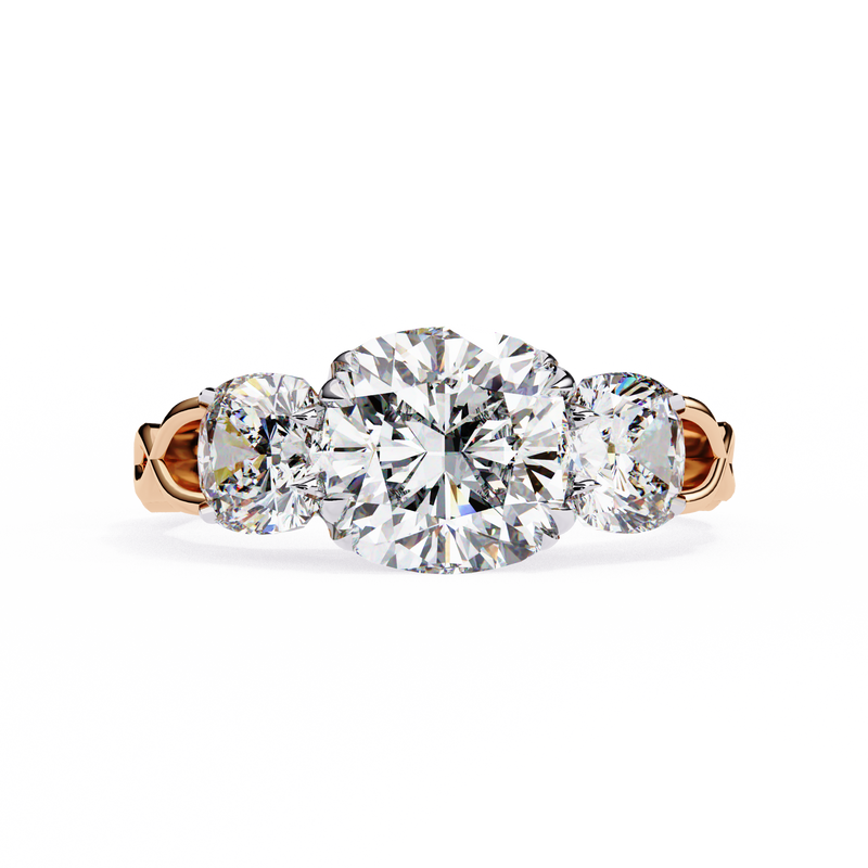 14k IGI certified cushion ring with E-F color VVS-VS clarity diamonds 119