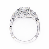 14K Gold Lab Grown Diamond Three Stone Cushion Engagement Ring, E–F Color, VVS–VS Clarity